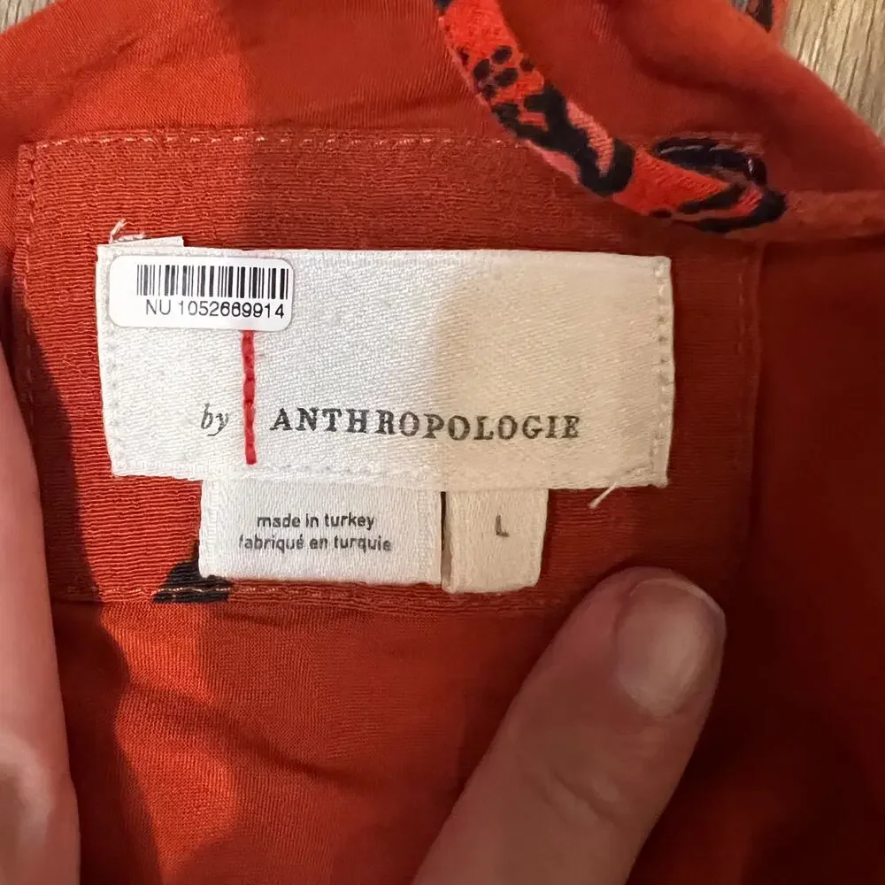 ANTHROPOLOGIE Women's Ruffled V-Neck Slip Dress Size L In Red - Picture 9 of 10